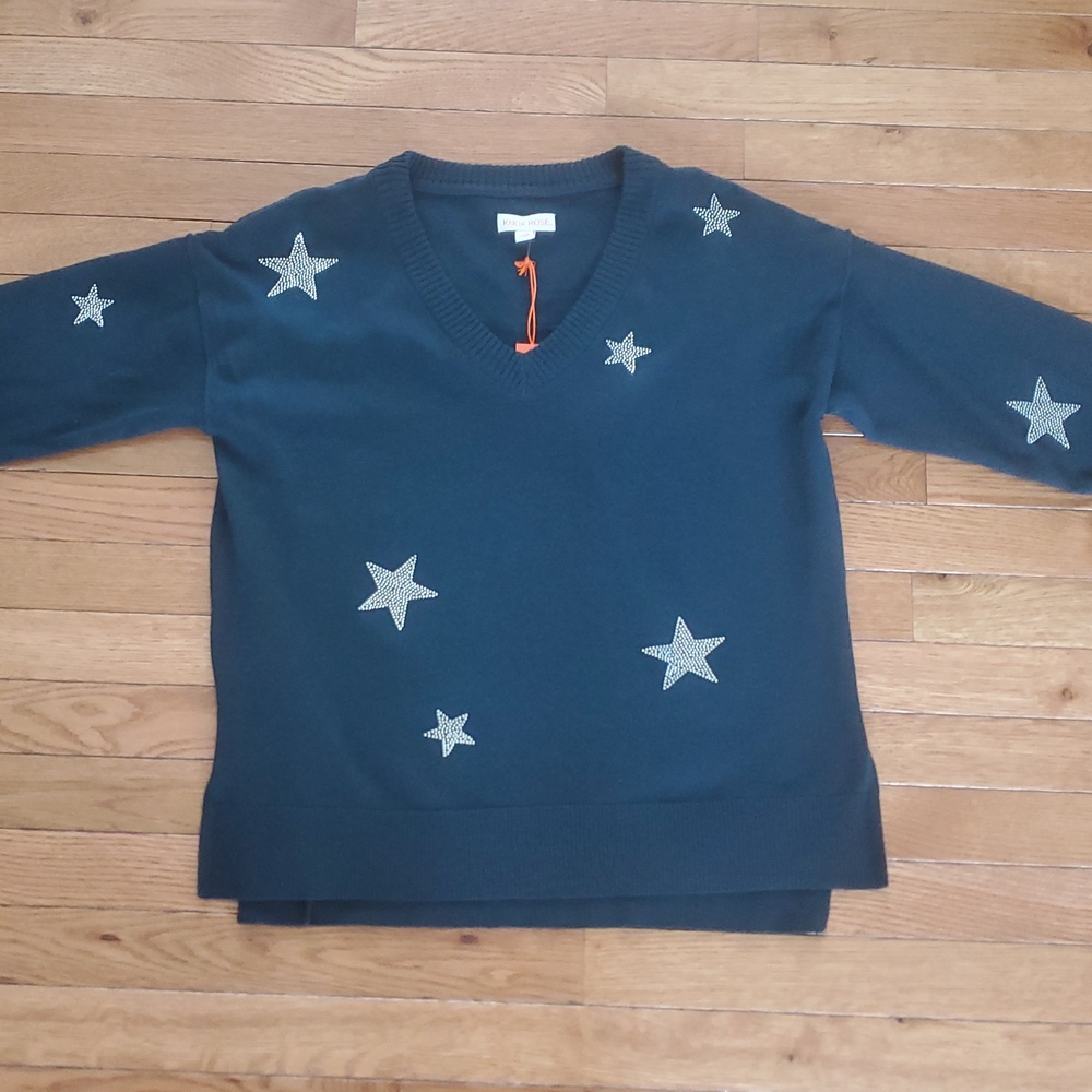 Knox Rose Navy Sweatshirt with Silver Star Detail